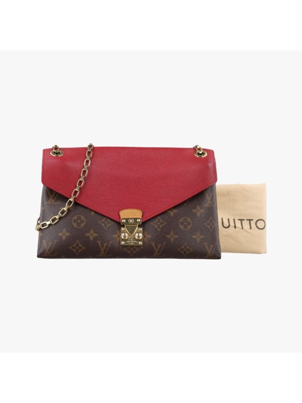 Louis Vuitton Pallas Chain Monogram Brown Cerise Canvas Calfskin Handbag